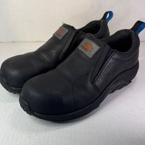 Merrell Men's Jungle Moc Leather Work Shoe Composite Toe, Black - sz 6.5